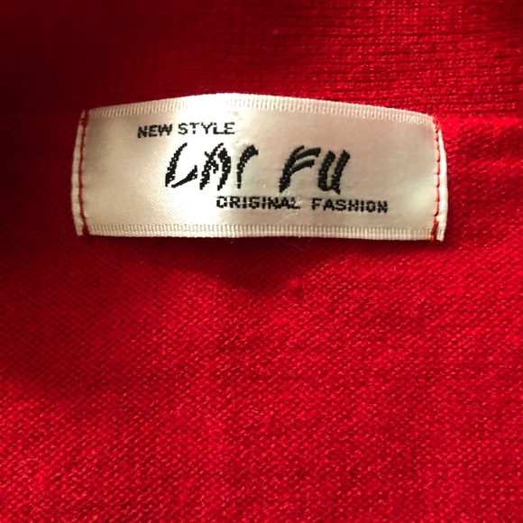 Vintage Red Cardigan Sweater with Gold Buttons - Picture 7 of 9